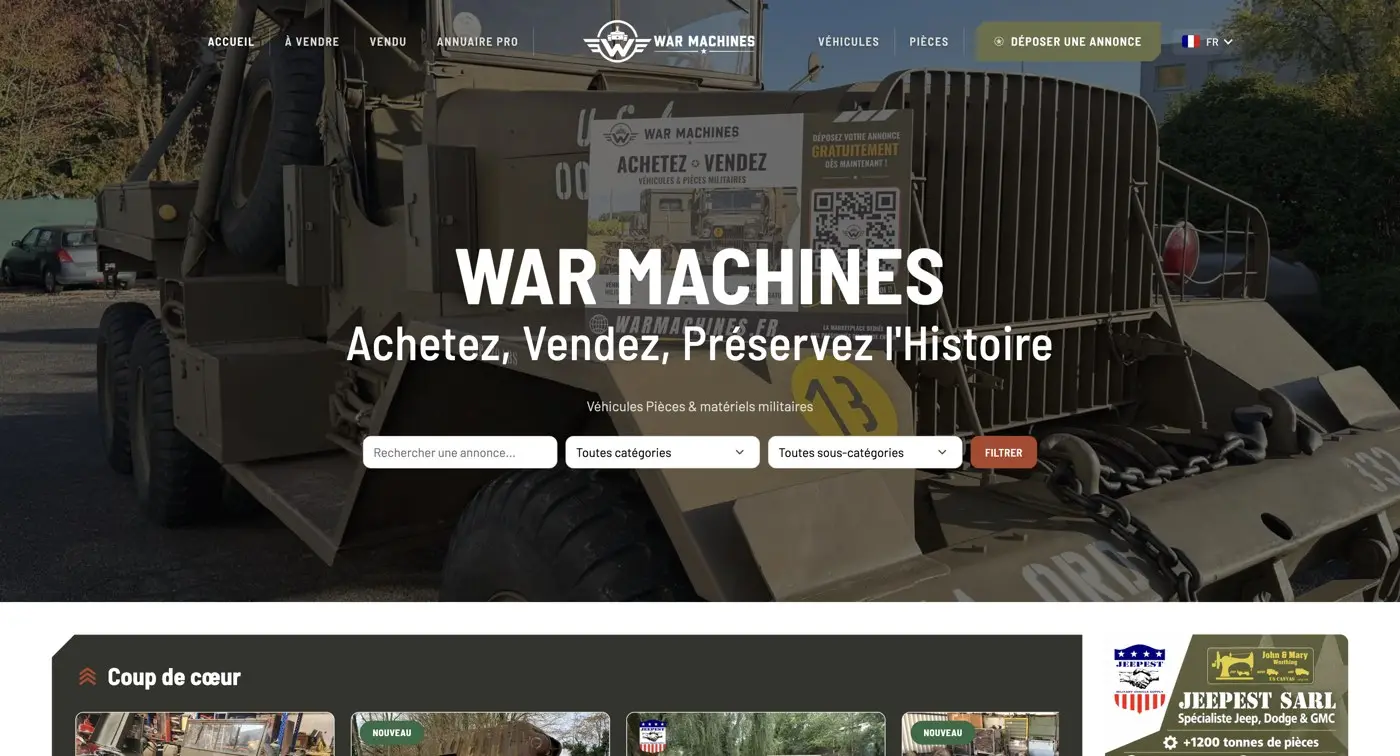 Aperçu du site War Machines